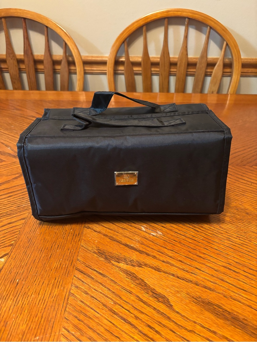 Compact Black Travel Organizer Tote with Top Handles